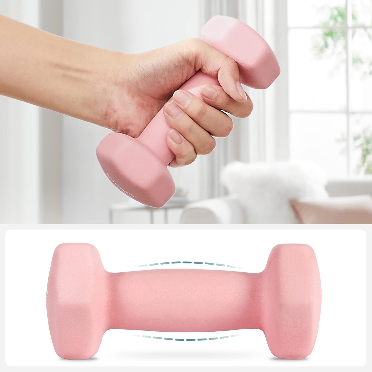 Dumbbellset halterset, 3 paar - totaal 12 kg - 2x1 kg, 2x2 kg, 2x3 kg, - antislip neopreen coating - gekleurd - SYL612MK - Afbeelding 6