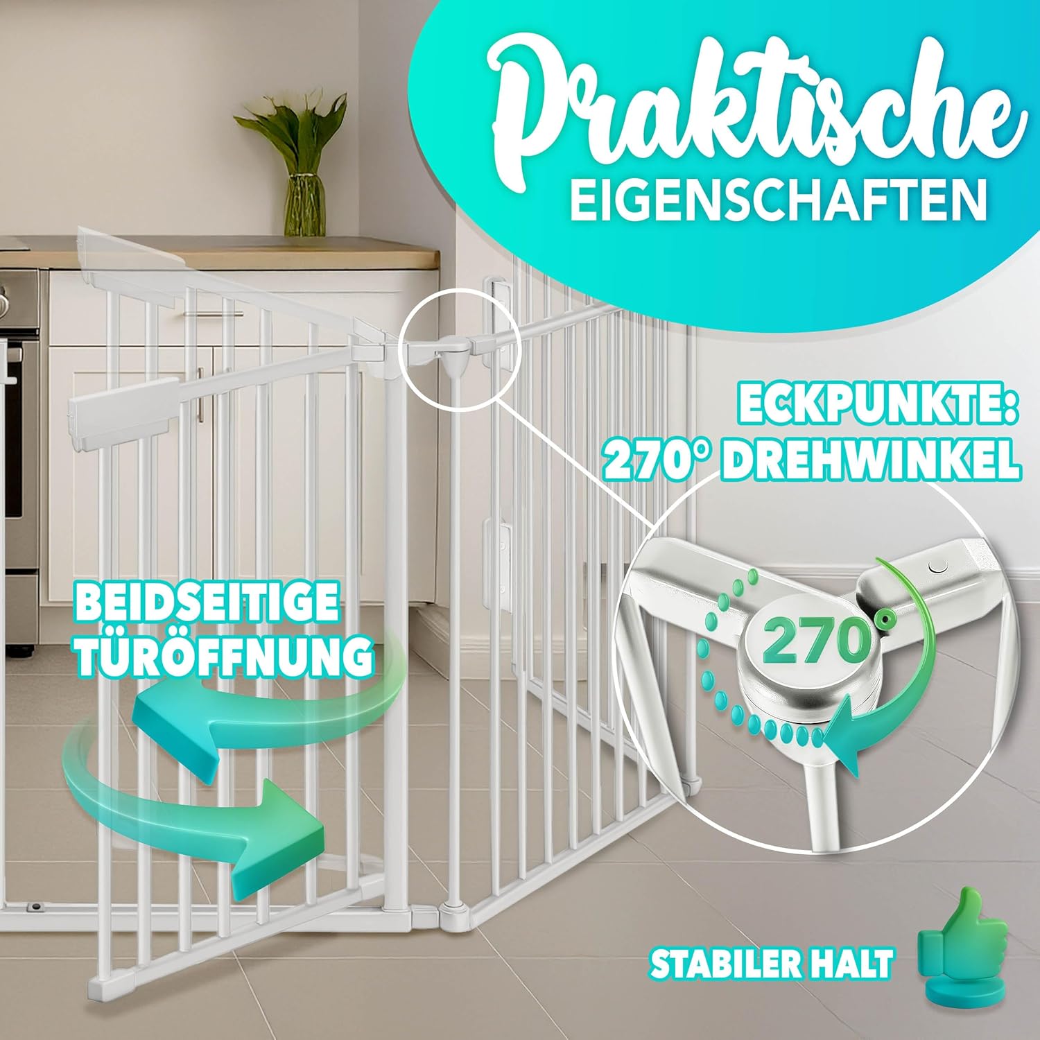 Haardbescherming - veiligheidshek - 300 cm - kinderbox- haardscherm- veiligheidshek haard - wit - Afbeelding 2