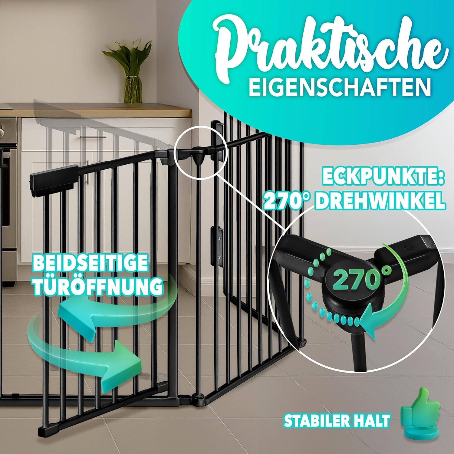 Haardbescherming - veiligheidshek - 300 cm - kinderbox- haardscherm- veiligheidshek haard - zwart - Afbeelding 2