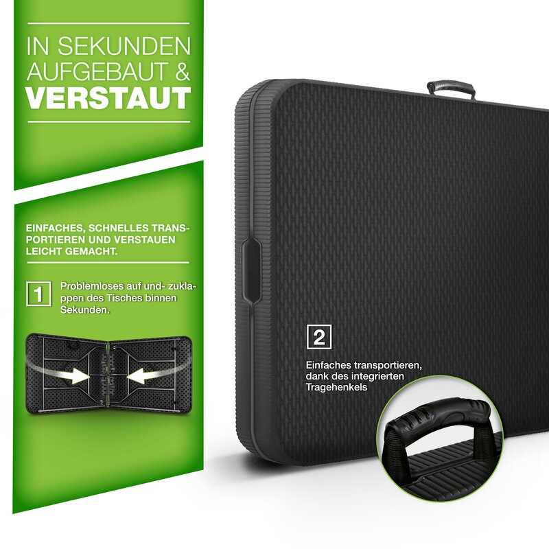 Tuintafel - zwart - 180x75 cm - inklapbaar - kunststof met metaal - Afbeelding 4