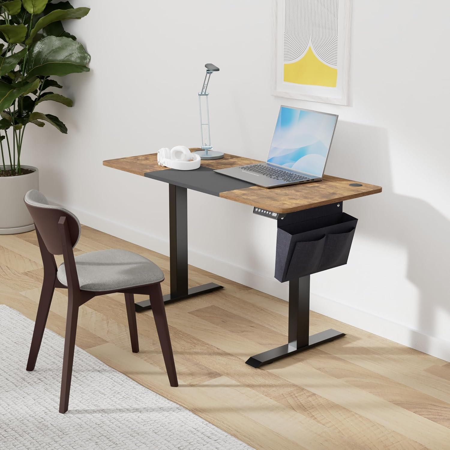 Zit sta bureau 120x60 cm - hoogte verstelbaar 72 t/m 120 cm - elektrisch - bruin - LSD015X01 - Afbeelding 2