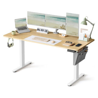 Zit sta bureau 160x70 cm - hoogte verstelbaar 72 t/m 120 cm - elektrisch - lichtbruin / eiken - LSD026YD01