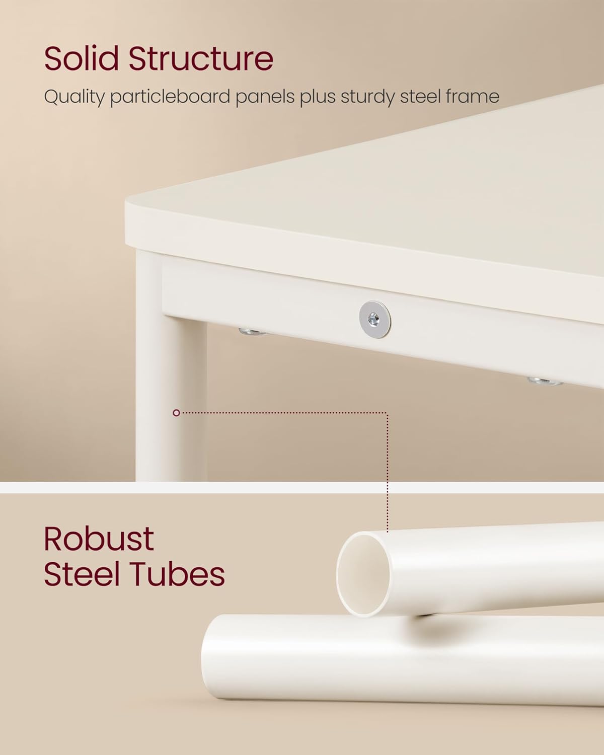 VASAGLE - slanke bijzettafel met oplaadfunctie - stopcontact en USB - 3 planken - tijdschriftenhouder - creme / wit - LET335WD05 - Afbeelding 4