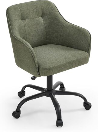 Bureaustoel - draaistoel - in hoogte verstelbaar - 110 kg belastbaar - stalen frame - ademende katoen-linnen stof - groen - OBG019C01