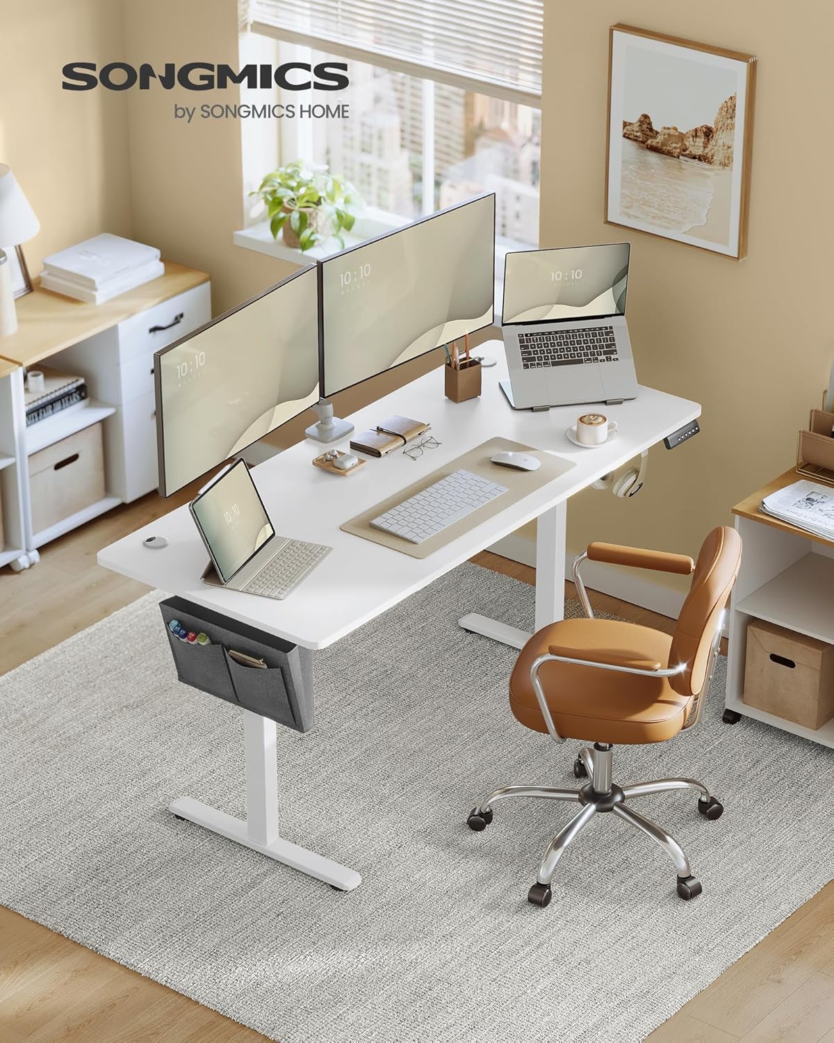 Zit sta bureau 160x70 cm - hoogte verstelbaar 72 t/m 120 cm - elektrisch - wit - LSD136WZ04 - Afbeelding 2