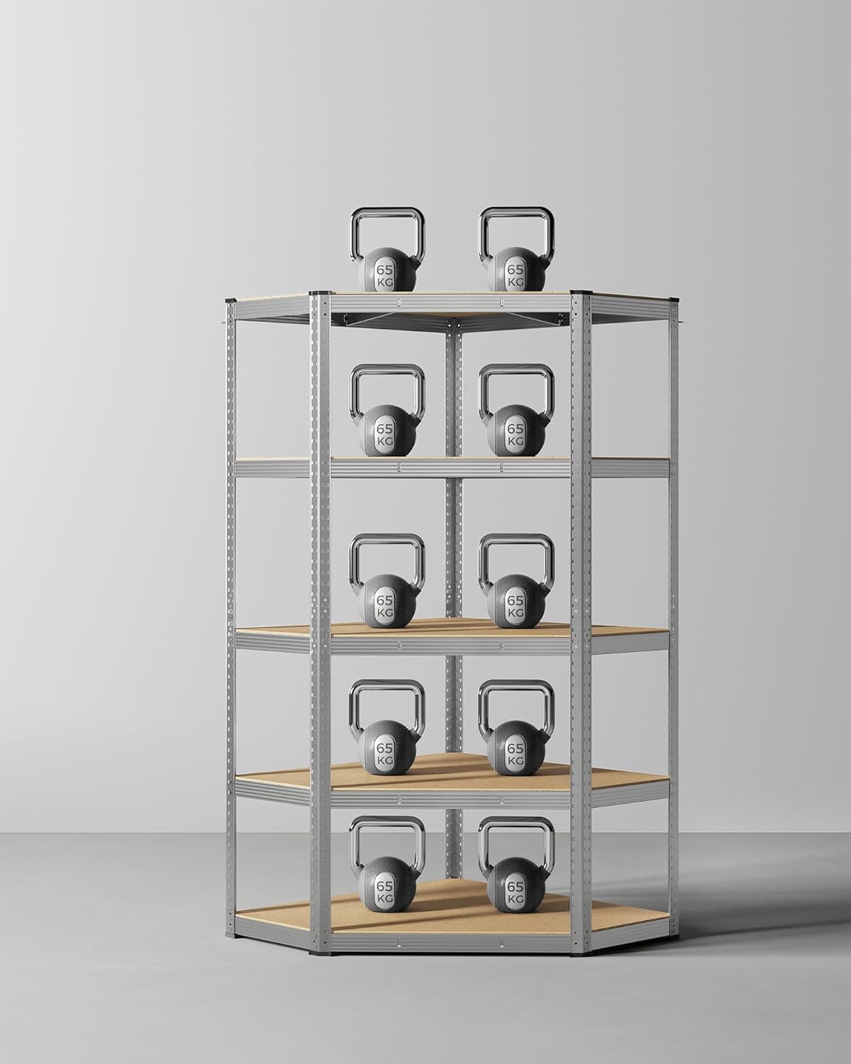 Hoekstelling - opbergrek en stellingkast - metaal met MDF legplanken - 180 x 40 x 40 cm (kopie) - Afbeelding 6