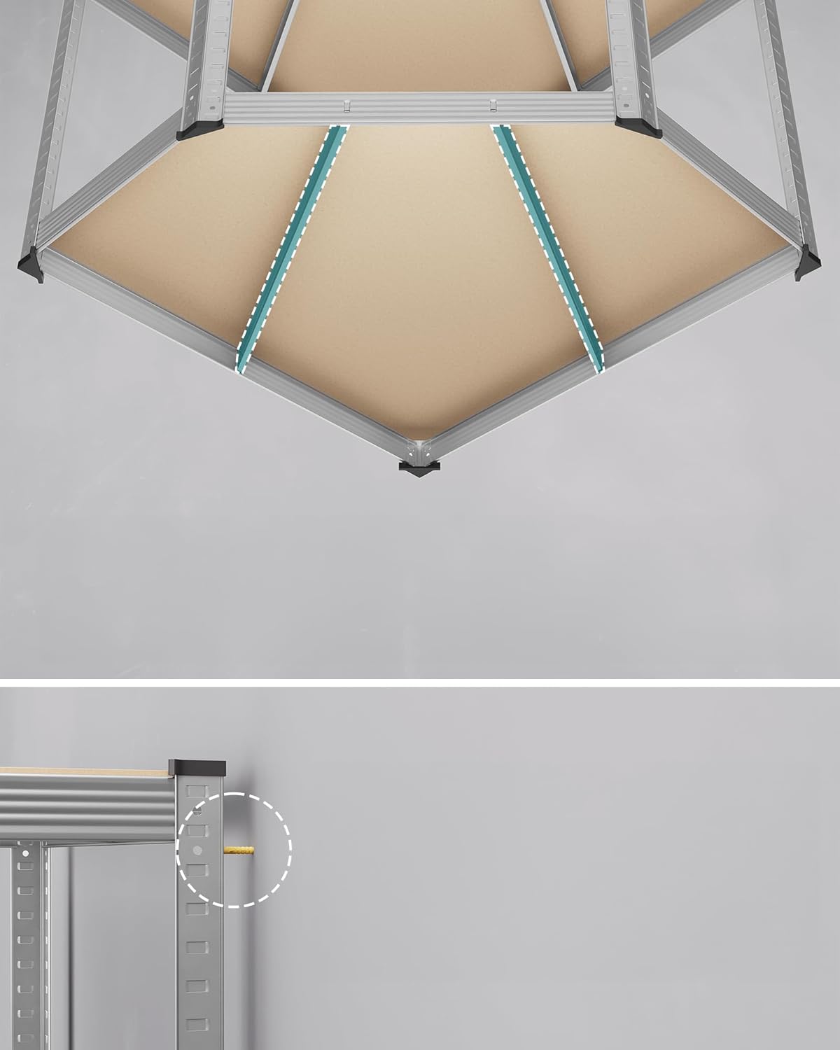 Hoekstelling - opbergrek en stellingkast - metaal met MDF legplanken - 180 x 40 x 40 cm (kopie) - Afbeelding 4