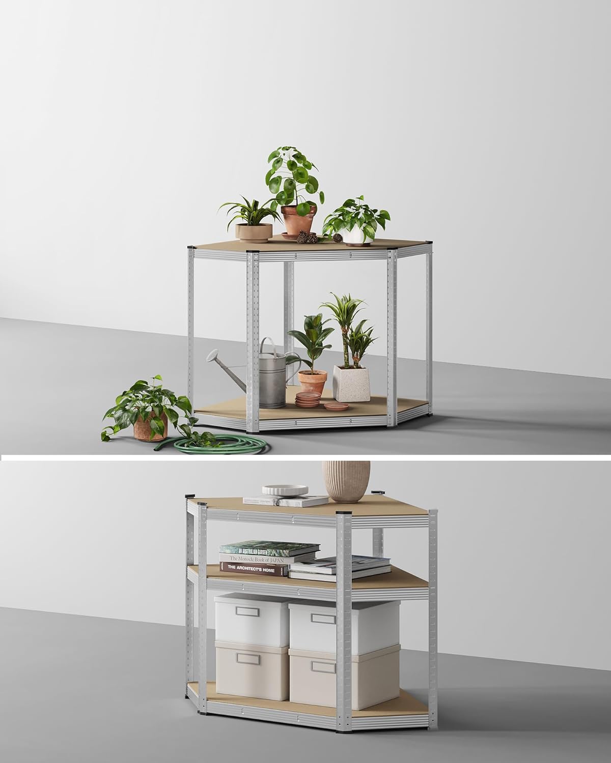 Hoekstelling - opbergrek en stellingkast - metaal met MDF legplanken - 180 x 40 x 40 cm (kopie) - Afbeelding 3