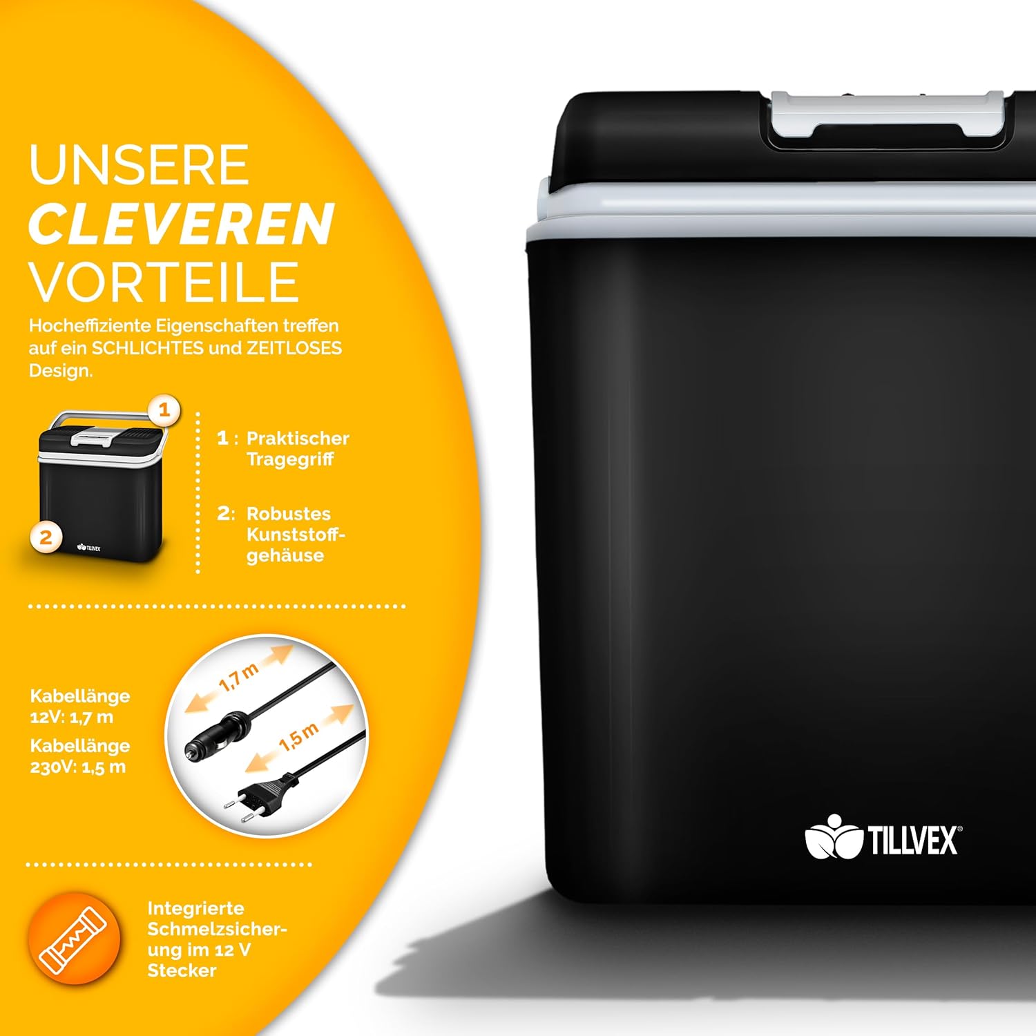 Tillvex Koelbox 24 liter - koelkastje voor auto en camping - koelt en verwarmt - zwart - Afbeelding 2