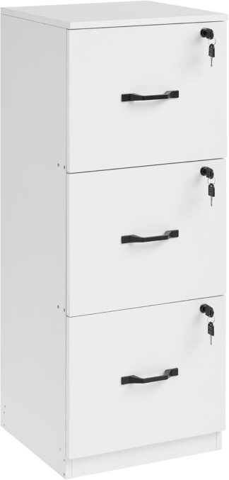 Ladeblok - archiefkast - 103 cm hoog - kantoorkast met slot - voor documenten en hangmappen - wit - ofc055w14
