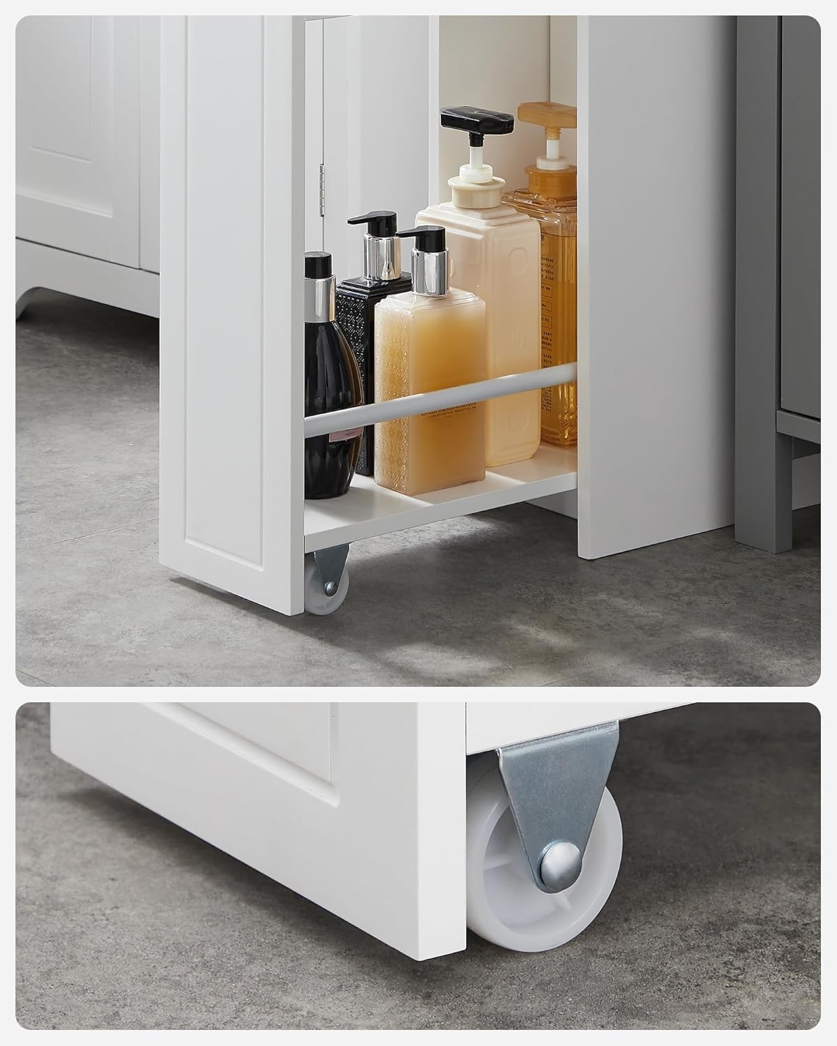 Badkamerkast – keukenkast - smalle kast met laden – staande opbergruimte – wit - BBC847P31 - Afbeelding 5