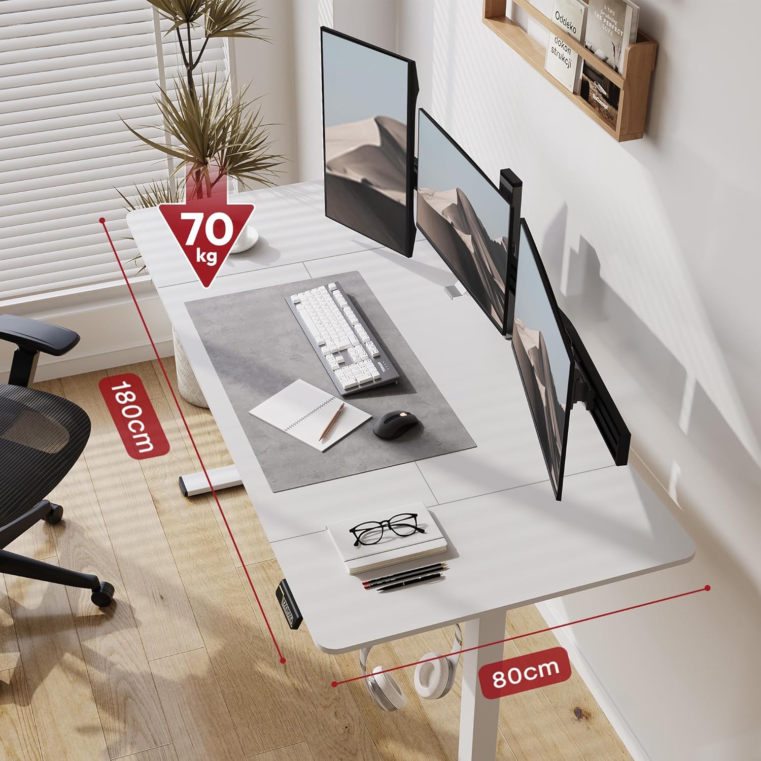 Elektrisch onderstel zit sta bureau - hoogte verstelbaar 73.5 t/m 118 cm - - max 180x80 blaf - memory functie - wit - metaal - Afbeelding 2