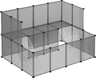 Huisdierenkooi - hok voor kleine knaag dieren - 2 verdiepingen - grijs - LPC004G01