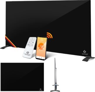 Elektrische Kachel 520 watt - infrarood verwarmingspaneel  - 2-in-1 Staande en Muurmontage - Verwarming met Thermostat - met afstandsbediening en APP-bediening - zwart