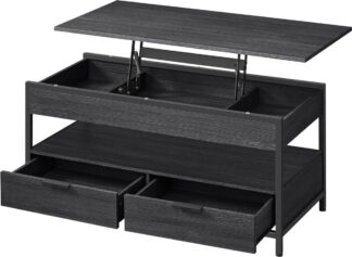 Salontafel met opbergruimte - 100x50 cm - met lades en vakken - zwart met grijs - LCT209B22