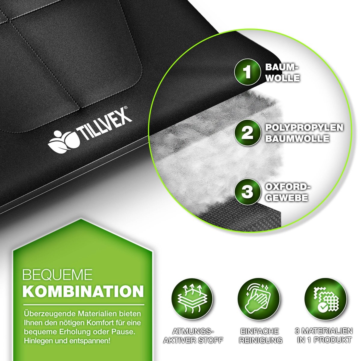 Campingbed / veldbed XXL - inklapbaar - lengte 210 cm - met draagtas - max 280 kg - karperligstoel voor buiten en binnen - zwart - Afbeelding 3