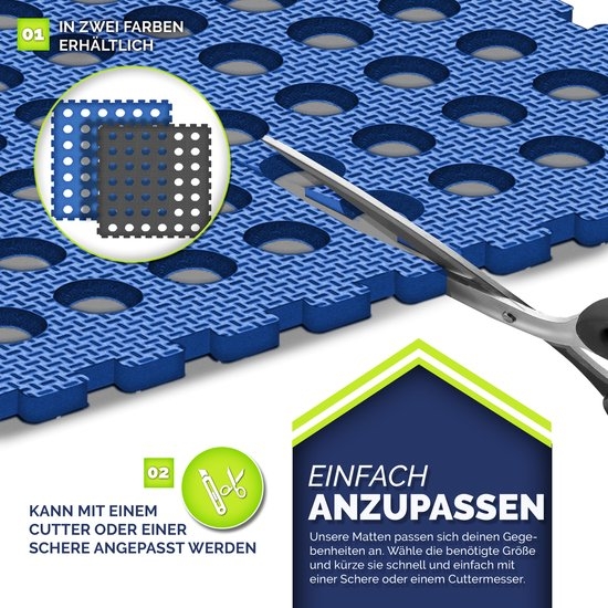 Zwembad - Bodembeschermingsmat - 24 stuks van 51x51cm - Onderlegger jacuzzi /.kinderbadje - zwembadbodem warmteisolerend - blauw - Afbeelding 7