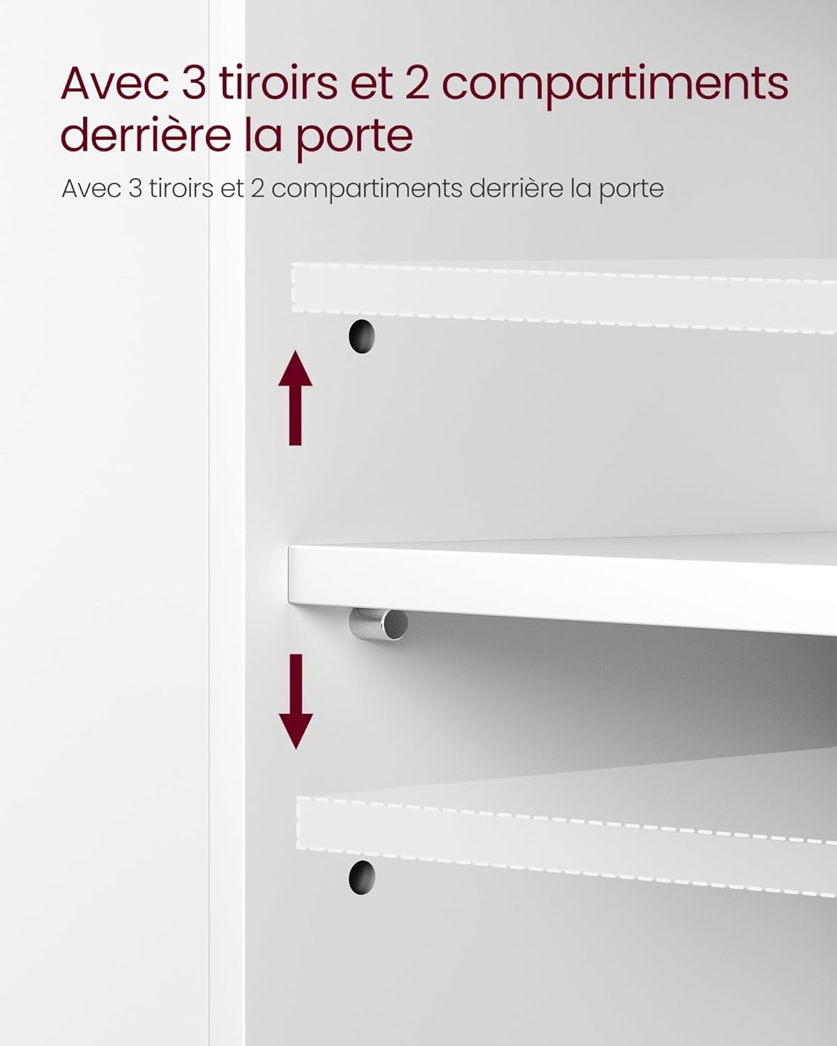 Wastafelonderkast - badkamerkast - 30 x 70 x 64 cm - deur en 3x lade - wit - bbk504w01 - Afbeelding 5