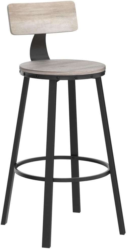 2x barkruk - hoge keukenkrukken - stalen frame - 73 cm zithoogte - grijs met zwart - lbc026B02 - Afbeelding 5