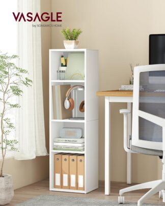 Opbergkast - boekenkast - wit hout - 4 niveau's - hoogte 106 cm - LBC434W