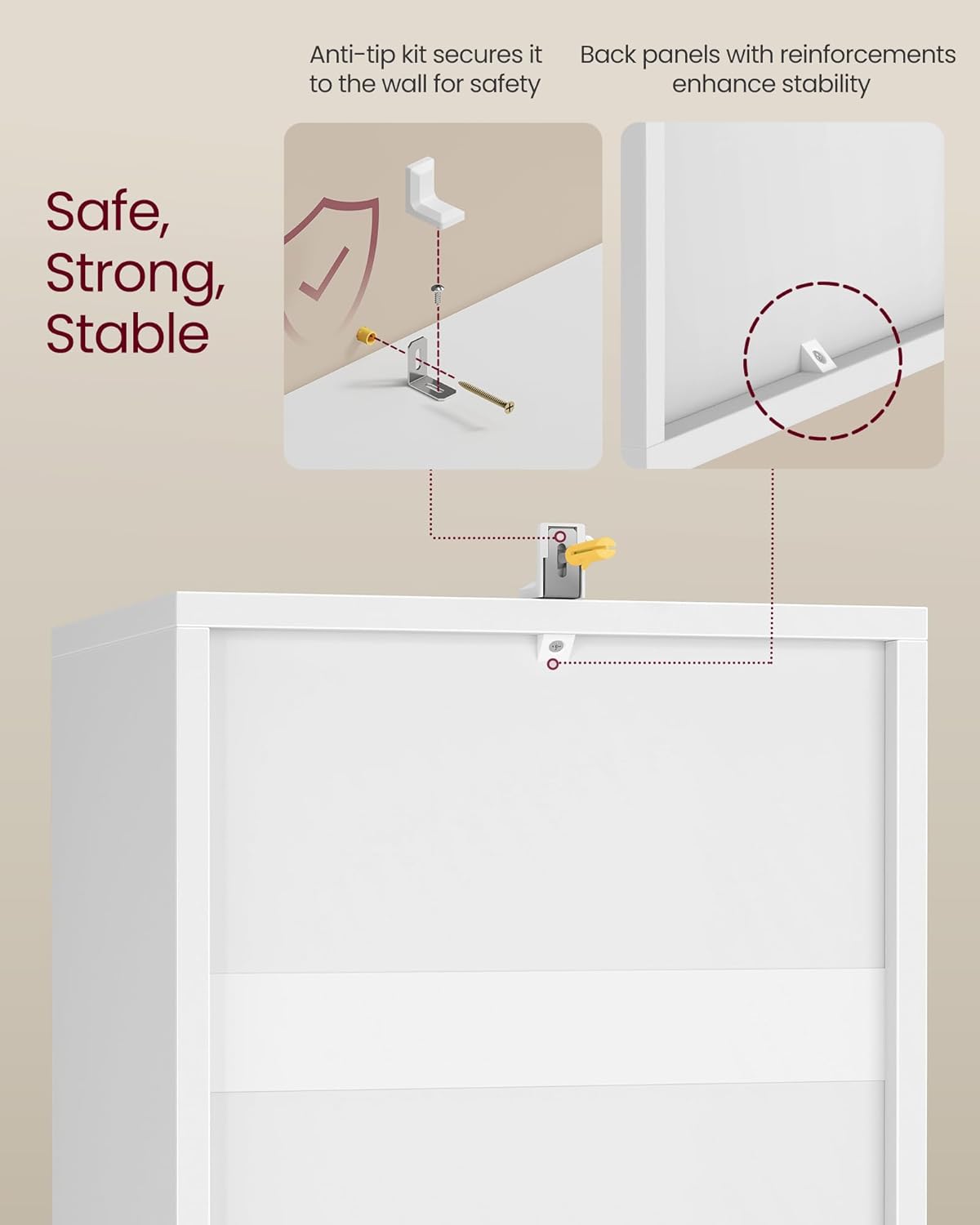 Opbergkast - boekenkast - wit hout - 4 niveau's - hoogte 106 cm - LBC434W - Afbeelding 3