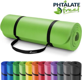 Fitnessmat - yogamat - pilatesmat - gymnastiekmat - 185 x 60 cm - 1 cm extra dikte - NBR-schuimrubber - groen