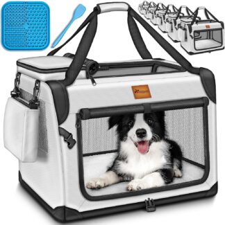 Transport box hond- maat XXL 92 x 63 x 63 cm - draagbaar hondenhok - opvouwbaar - lichtgrijs