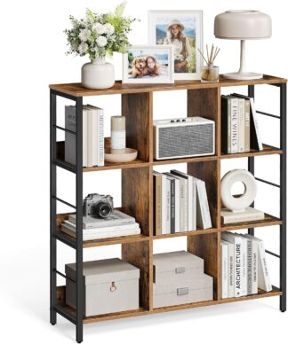 Opbergkast - boekenkast - 9 vakken 100x103 cm - halfhoog - metaal met hout - hoogte 106 cm - lls112b01