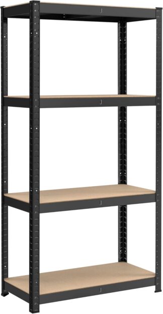 Stellingkast - 160x80x40 cm - 40 cm diepte - tot 520 kg belastbaar - stalen frame - 4 verstelbare MDF planken - vintage bruin met zwart- GLR044B01