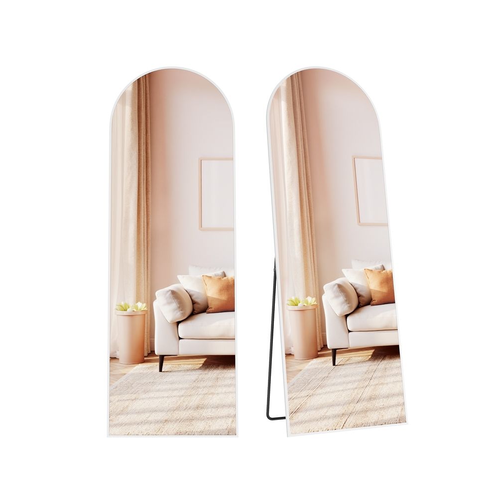 Staande spiegel - 160 cm hoog - volledige lengte spiegel - gebogen - aluminium frame en gehard glas - goud - LFM031WC01