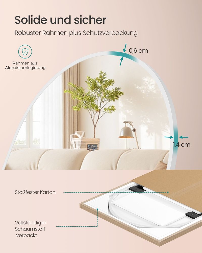 Staande spiegel - 160 cm hoog - volledige lengte spiegel - gebogen - aluminium frame en gehard glas - goud - LFM031WC01 - Afbeelding 4