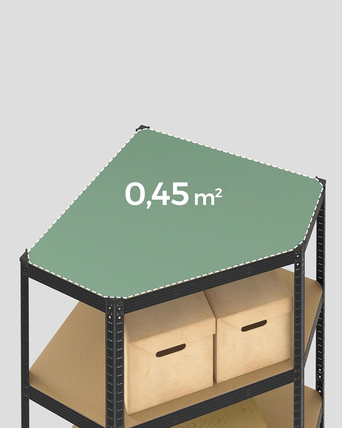 Hoekstelling - opbergrek en stellingkast - metaal met MDF legplanken - 180 x 40 x 40 cm - zwart - GLR080B01 - Afbeelding 4