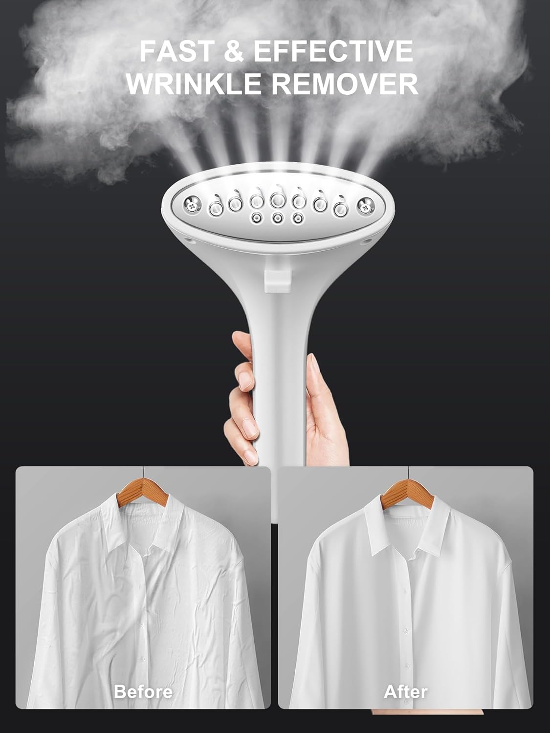 Verticale stoomreiniger - stoomapparaat - 1950 W - constante stoom - 11 stoomfuncties - 1,35 liter waterreservoir - in 10 seconden snel voorverwarmen - verticale stoomkoker - Afbeelding 2