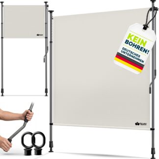 Klemluifel - verticale zonwering - 100 x 310 cm - zonwering - beige - verstelbaar - zonder boren - inkijkbescherming voor privacy - uittrekbaar en ondoorzichtig