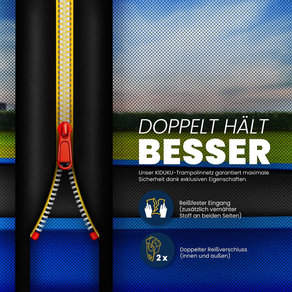 Trampoline veiligheidsnet - diameter 305 cm - voor 8 stangen - zwart - Afbeelding 4