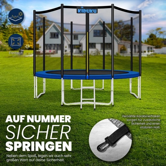Trampoline veiligheidsnet - diameter 305 cm - voor 8 stangen - zwart - Afbeelding 5
