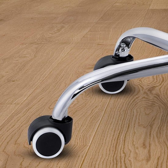 Rolkruk met leuning wit - draaistoel visagiekruk - Werkkruk in hoogte verstelbaar 47-60 cm - Draaikruk met wieltjes - bureaustoel kruk - wit - Afbeelding 10