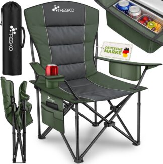 Campingstoel - opvouwbaar - uitklapbare visstoel  met armleuningen en bekerhouder - met draagtas - lichtgewicht - max 150 kg - groen