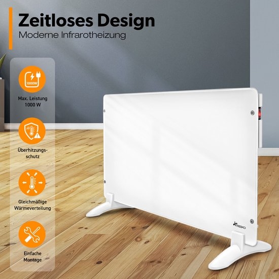 Infraroodverwarming - verwarmingspaneel - 1000 Watt - elektrische verwarming - wandverwarming - wit - Afbeelding 2