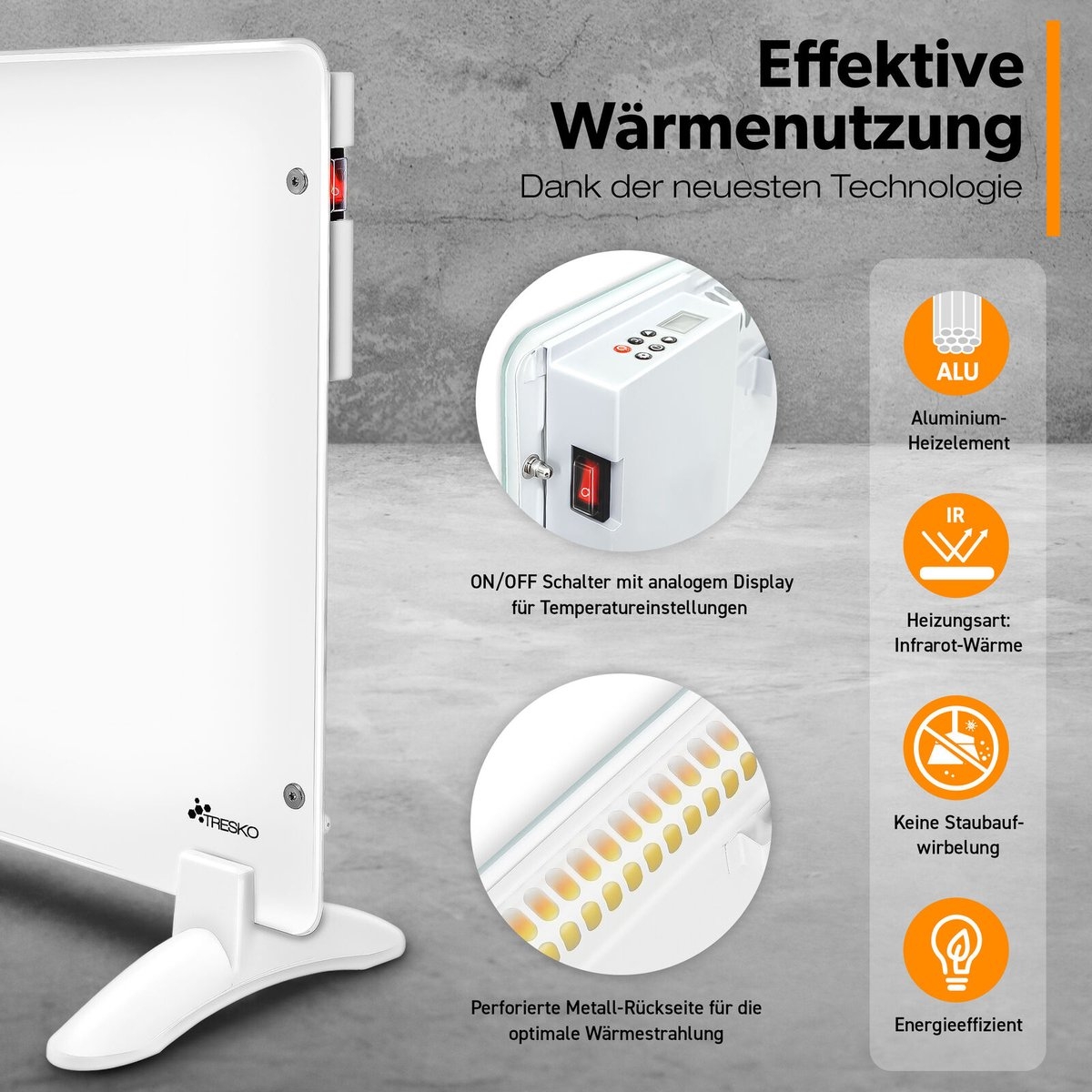 Infraroodverwarming - verwarmingspaneel - 1000 Watt - elektrische verwarming - wandverwarming - wit - Afbeelding 4