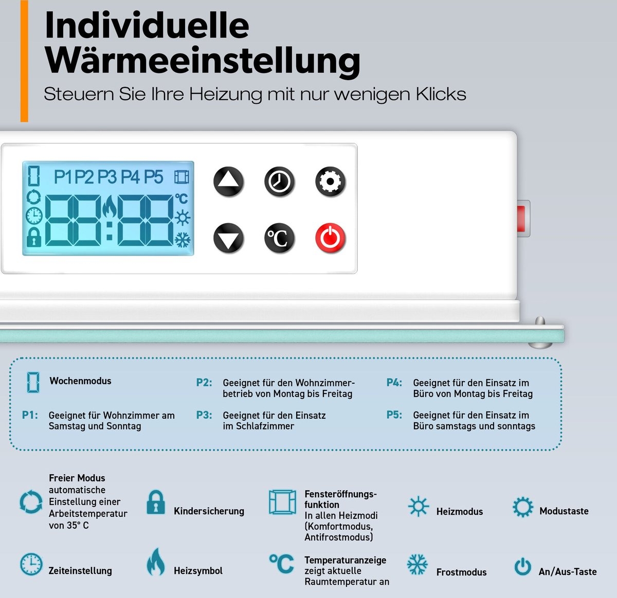 Infraroodverwarming - verwarmingspaneel - 1000 Watt - elektrische verwarming - wandverwarming - wit - Afbeelding 6