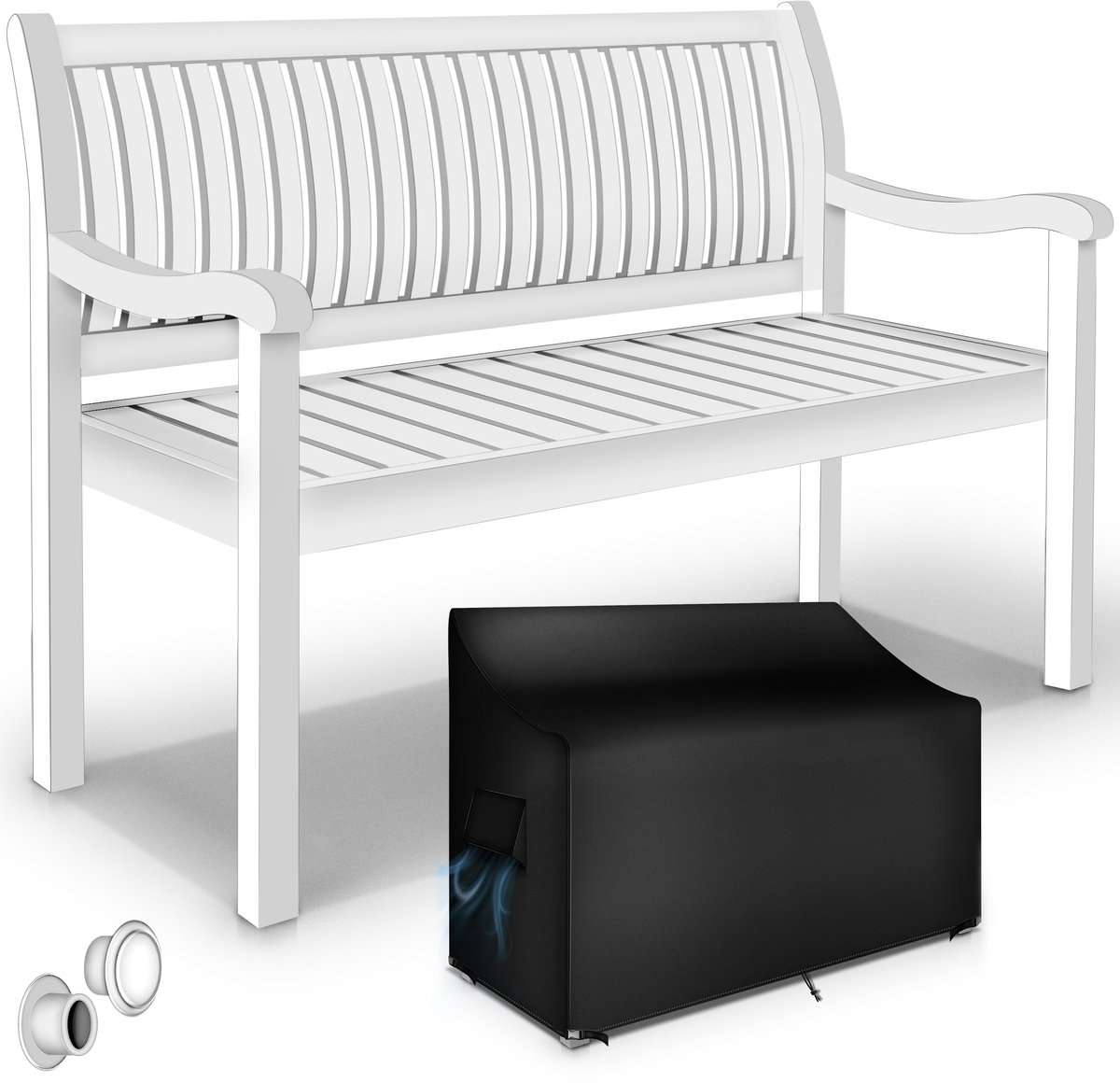 Houten Tuinbank - weerbestendig 125 cm - met hoes - massief houten parkbank - balkonbank voor 2-3 Personen - draagvermogen van 320 kg - wit