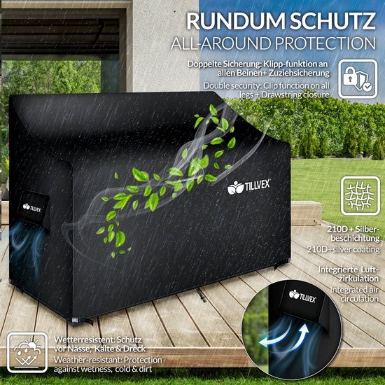 Houten Tuinbank - weerbestendig 125 cm - met hoes - massief houten parkbank - balkonbank voor 2-3 Personen - draagvermogen van 320 kg - wit - Afbeelding 9