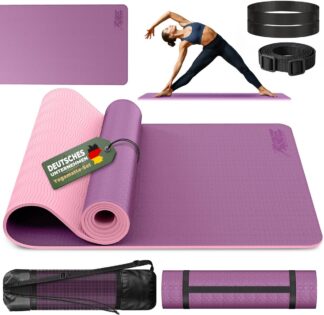 Yogamat - gymnastiekmat - 183x61 cm - antislip, fitnessmat, vrij van schadelijke stoffen, trainingsmat met draagriem - dikte 0.6 cm - paars