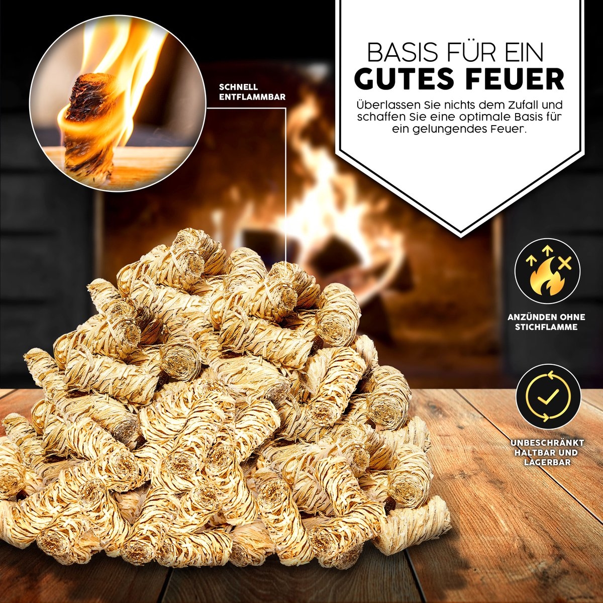 Grillas - 5 kg biologische open haard- en barbecue aanmaakblokjes - ca. 400 stuks - van houtwol - in was geïmpregneerd - kolenaansteker, aanmaakwol - aanmaakhulp zonder resten - Afbeelding 11