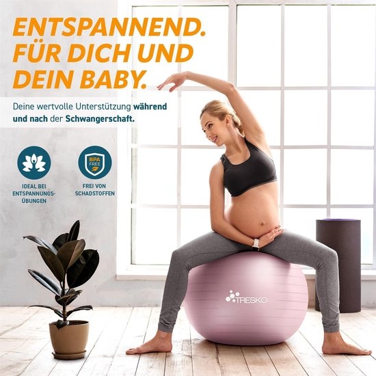 Anti-burst gymnastiekbal - fitnessball - yogaball - 75 cm - zitbal max 300 kg - met luchtpomp - geschikt voor een lengte van 175 tot 185 cm - rose goud - Afbeelding 4