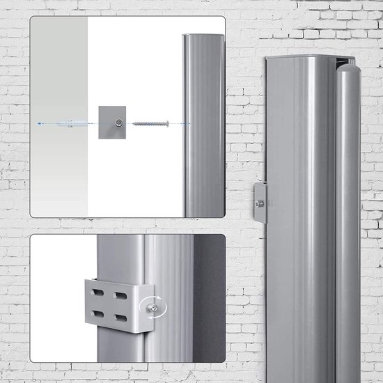 Windscherm / privacyscherm - verticaal zonnescherm / zijluifel - 200x400 cm - zonwering voor balkon, terras, tuin - grijs - GSA204G01 - Afbeelding 4