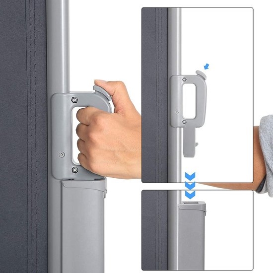 Windscherm / privacyscherm - verticaal zonnescherm / zijluifel - 200x400 cm - zonwering voor balkon, terras, tuin - grijs - GSA204G01 - Afbeelding 5