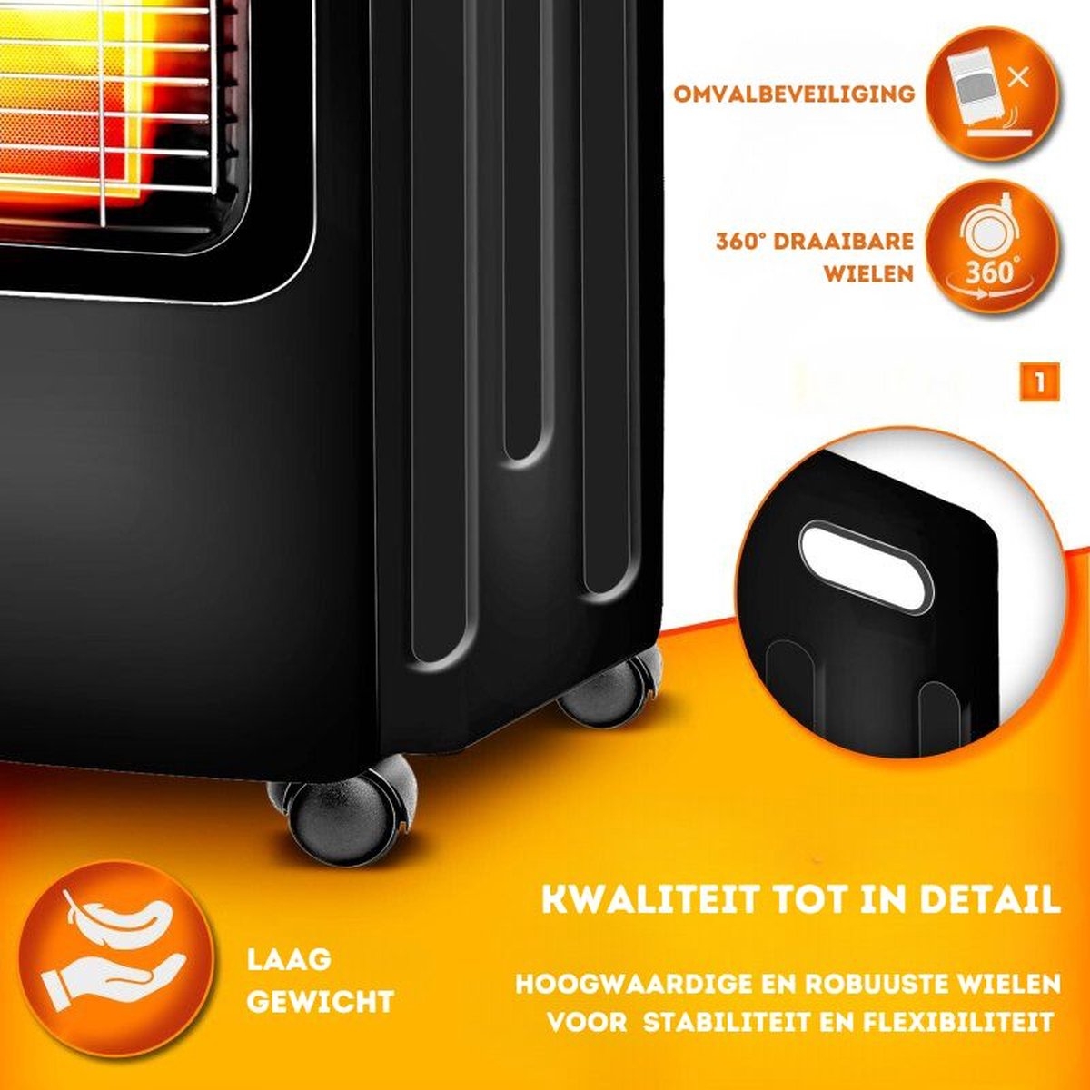 Gaskachel - max 4200 watt - incl. gasdrukregelaar en gasslang - 3 niveaus - voor butaan- of propaangasflessen tot 15 kg - Afbeelding 2