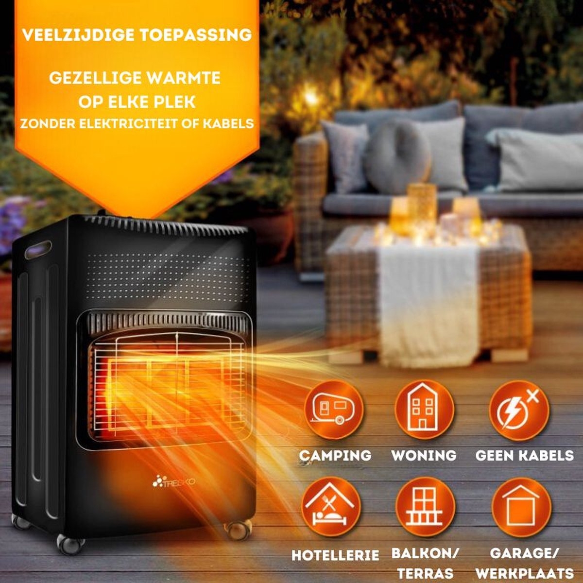 Gaskachel - max 4200 watt - incl. gasdrukregelaar en gasslang - 3 niveaus - voor butaan- of propaangasflessen tot 15 kg - Afbeelding 6